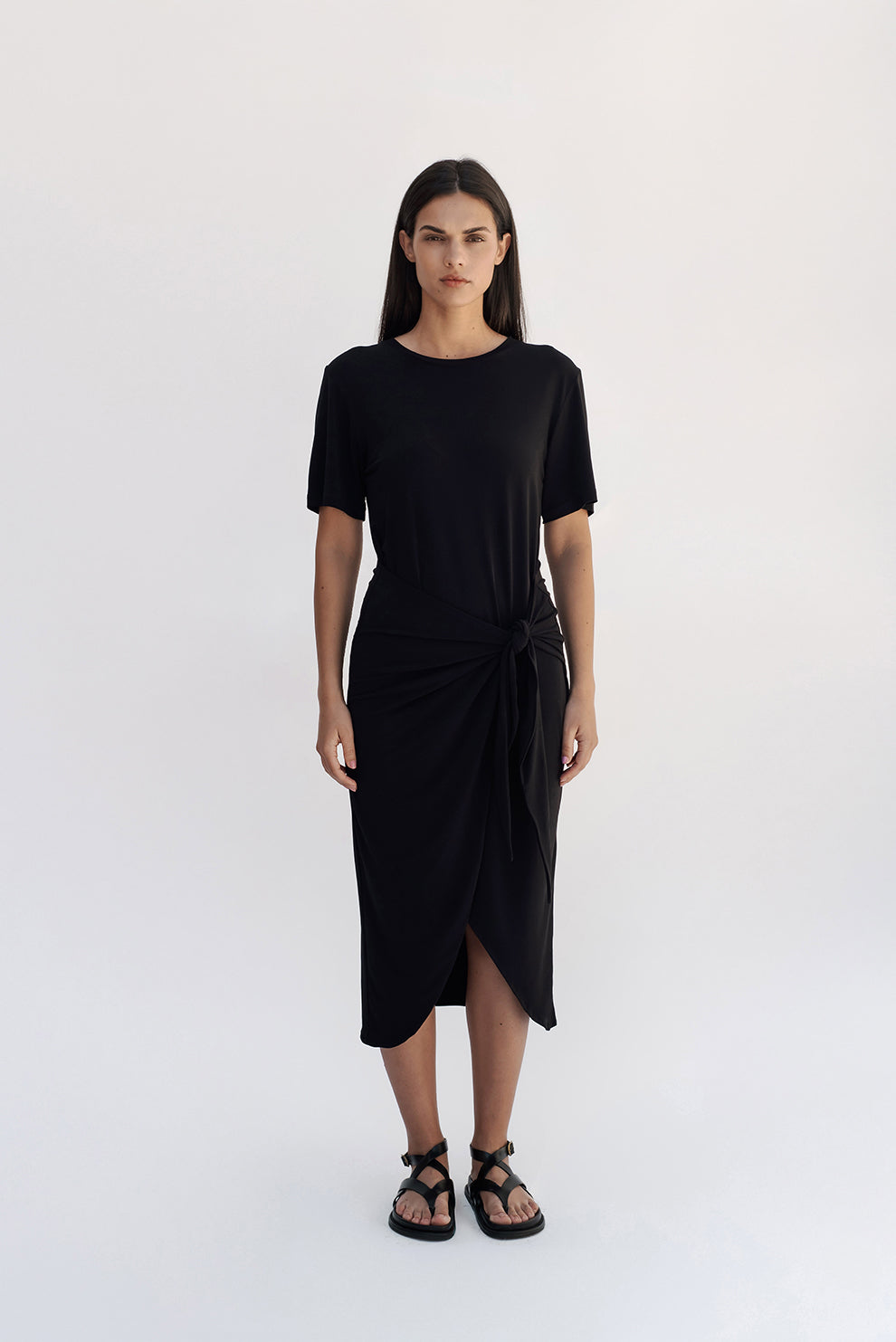 T-shirt knot dress/Black