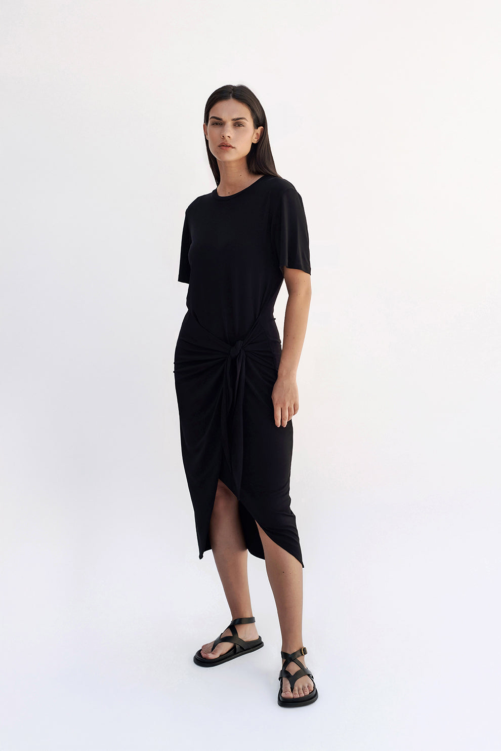 T-shirt knot dress/Black