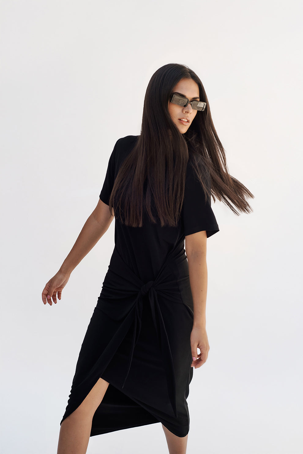 T-shirt knot dress/Black