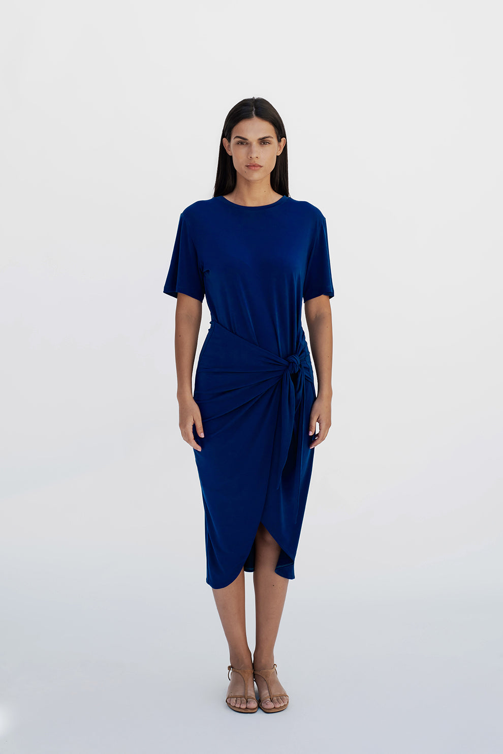 T-shirt knot dress/Blue