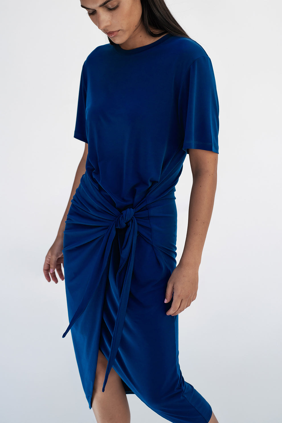 T-shirt knot dress/Blue