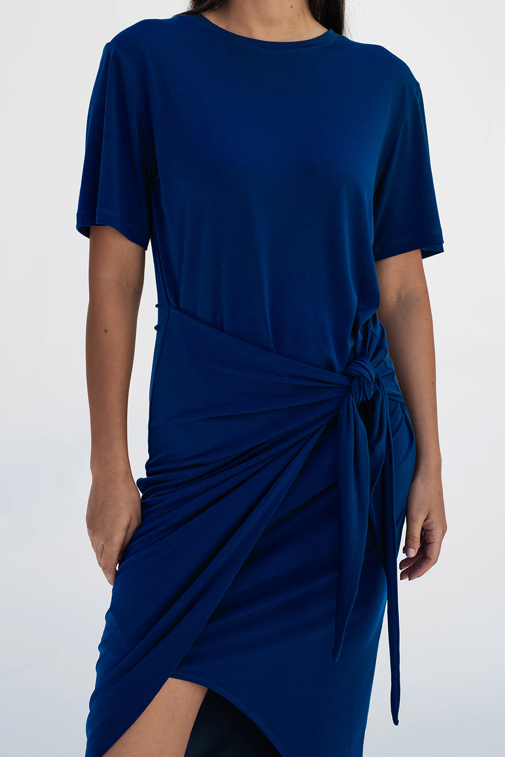 T-shirt knot dress/Blue