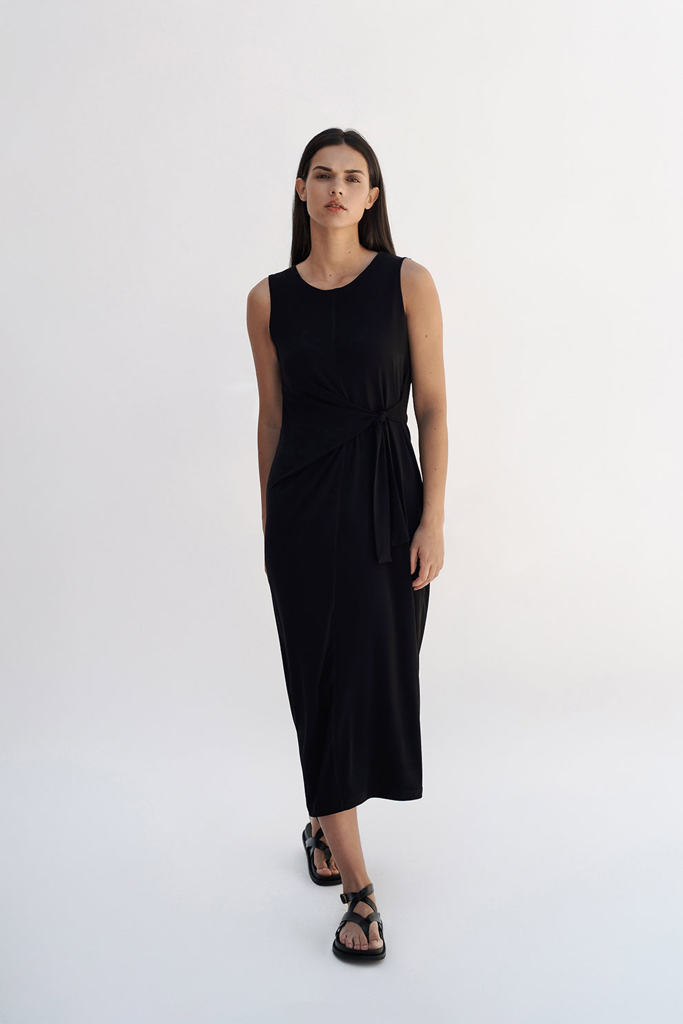 A-line midi dress/Black