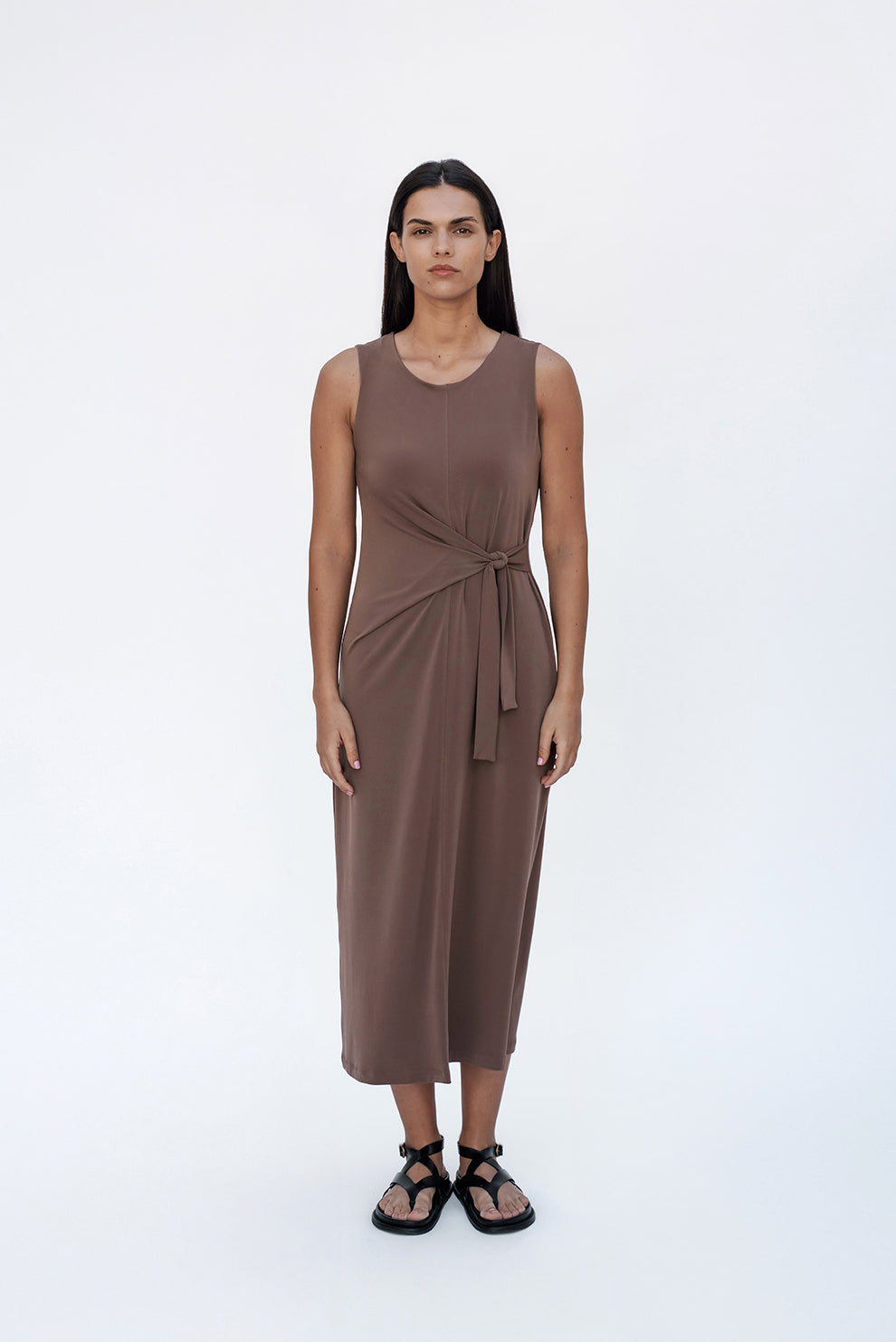 A-line midi dress/chocolate
