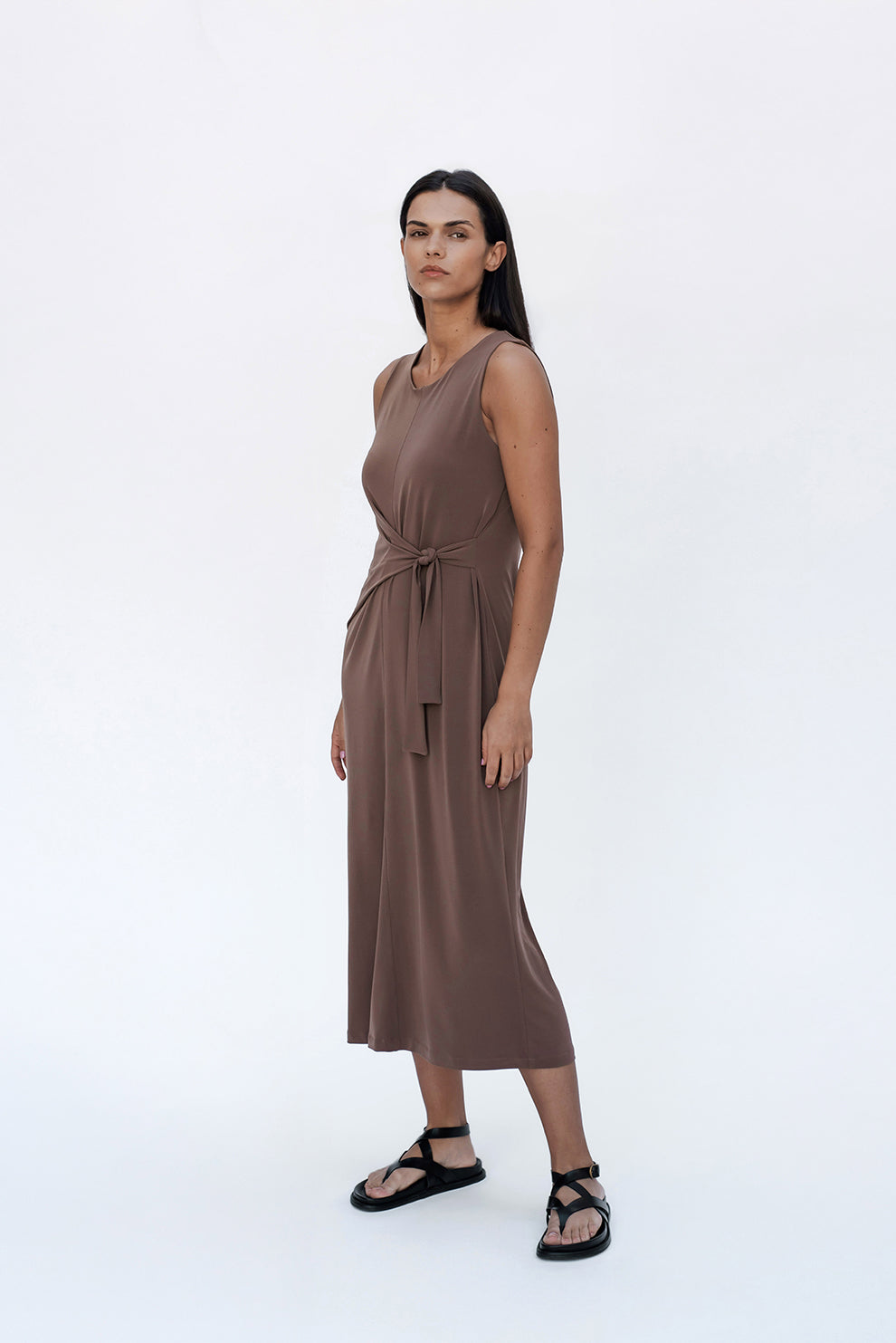 A-line midi dress/chocolate