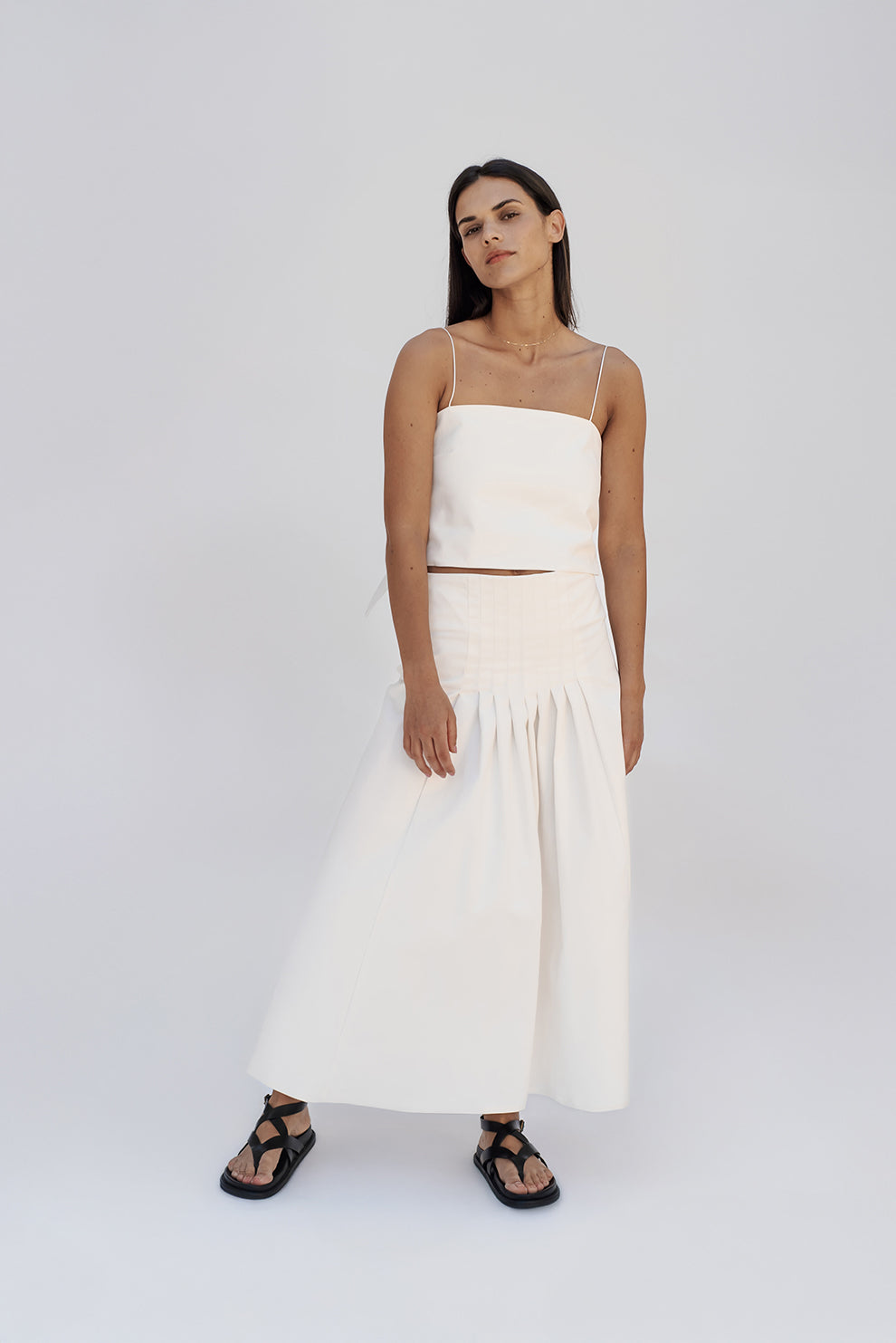 Pleated maxy skirt/PREORDER