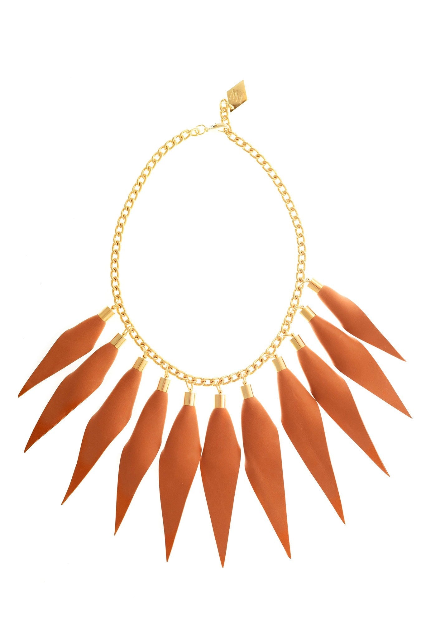 Camel brown gold edition: made of leather spikes with galvanized brass and metal components.