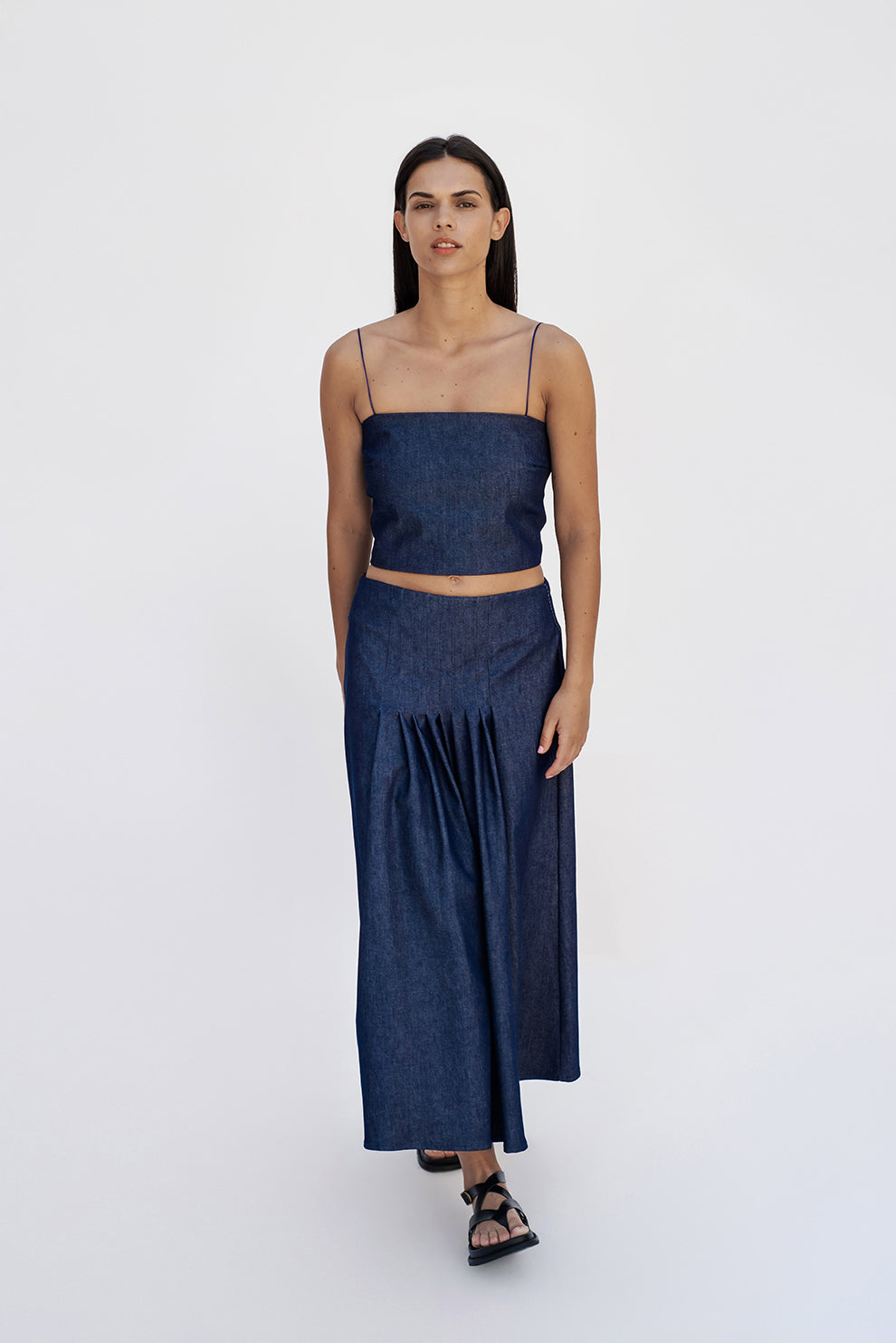 Pleated maxy skirt/PREORDER