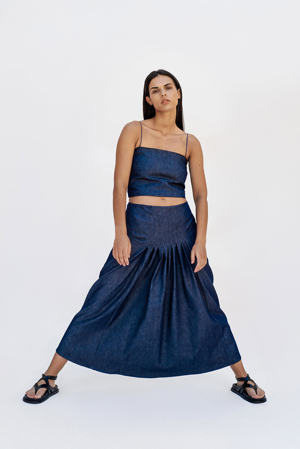 Pleated maxy skirt/PREORDER