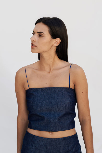 Denim scarf top/PREORDER