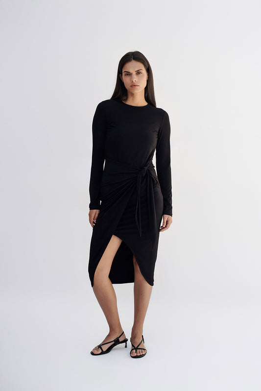 Knot dress ls/ Black