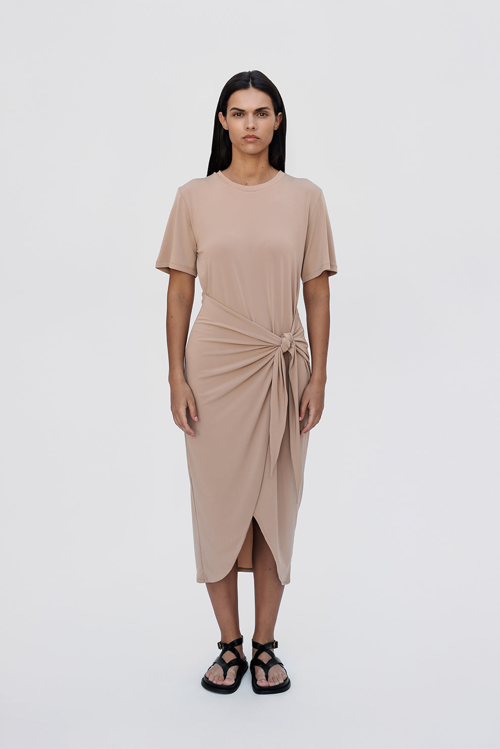 T-shirt knot dress/Beige