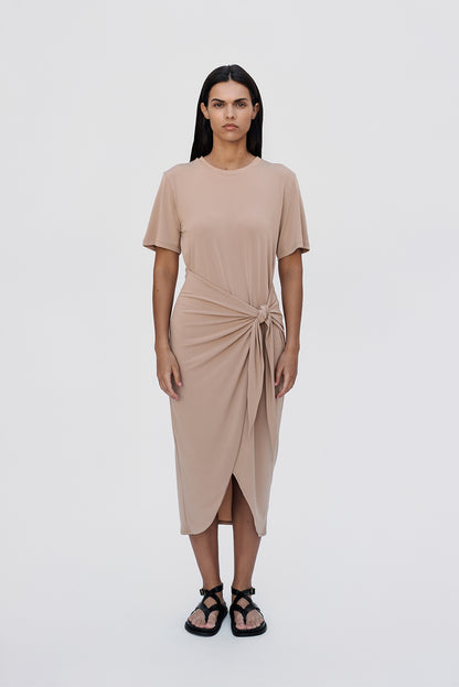 T-shirt knot dress/Beige