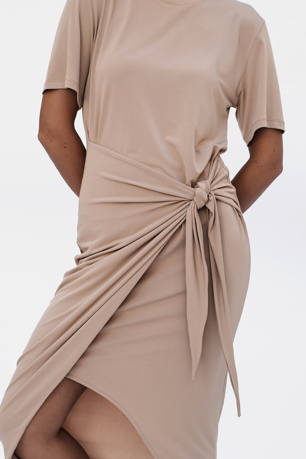 T-shirt knot dress/Beige