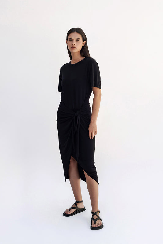 T-shirt knot dress/Black