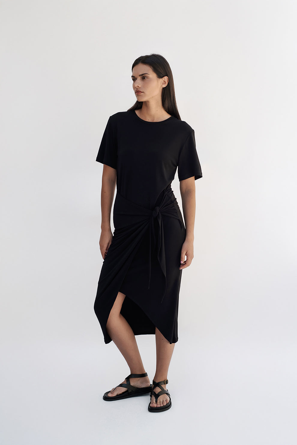 T-shirt knot dress/Black