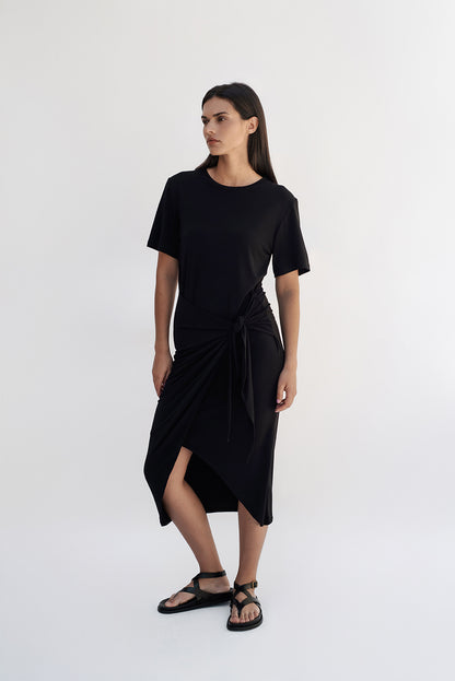 T-shirt knot dress/Black