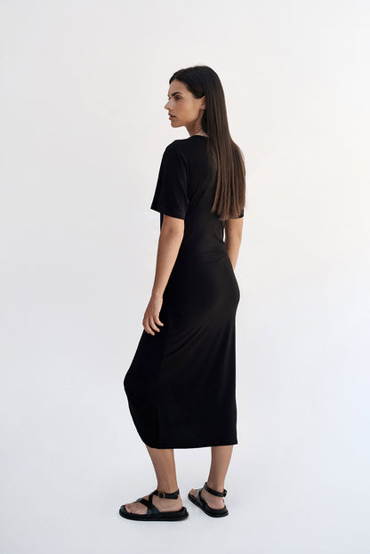 T-shirt knot dress/Black