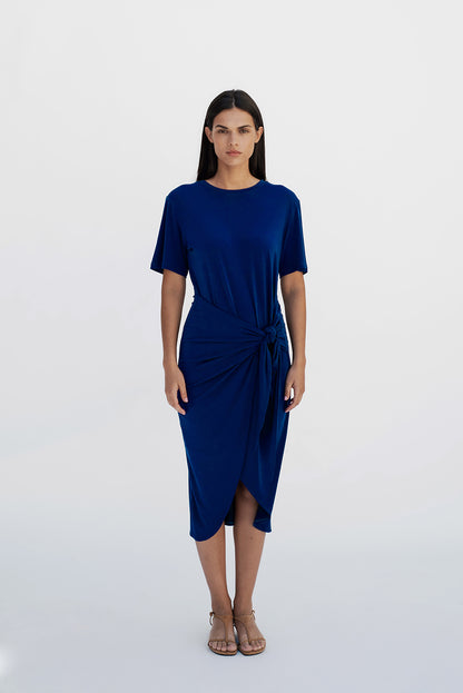T-shirt knot dress/Blue