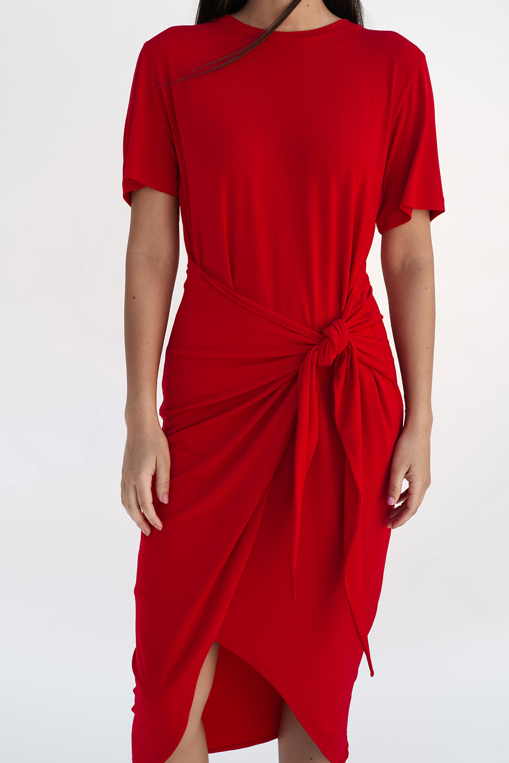 T-shirt knot dress/Red