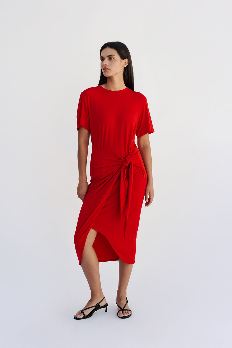 T-shirt knot dress/Red
