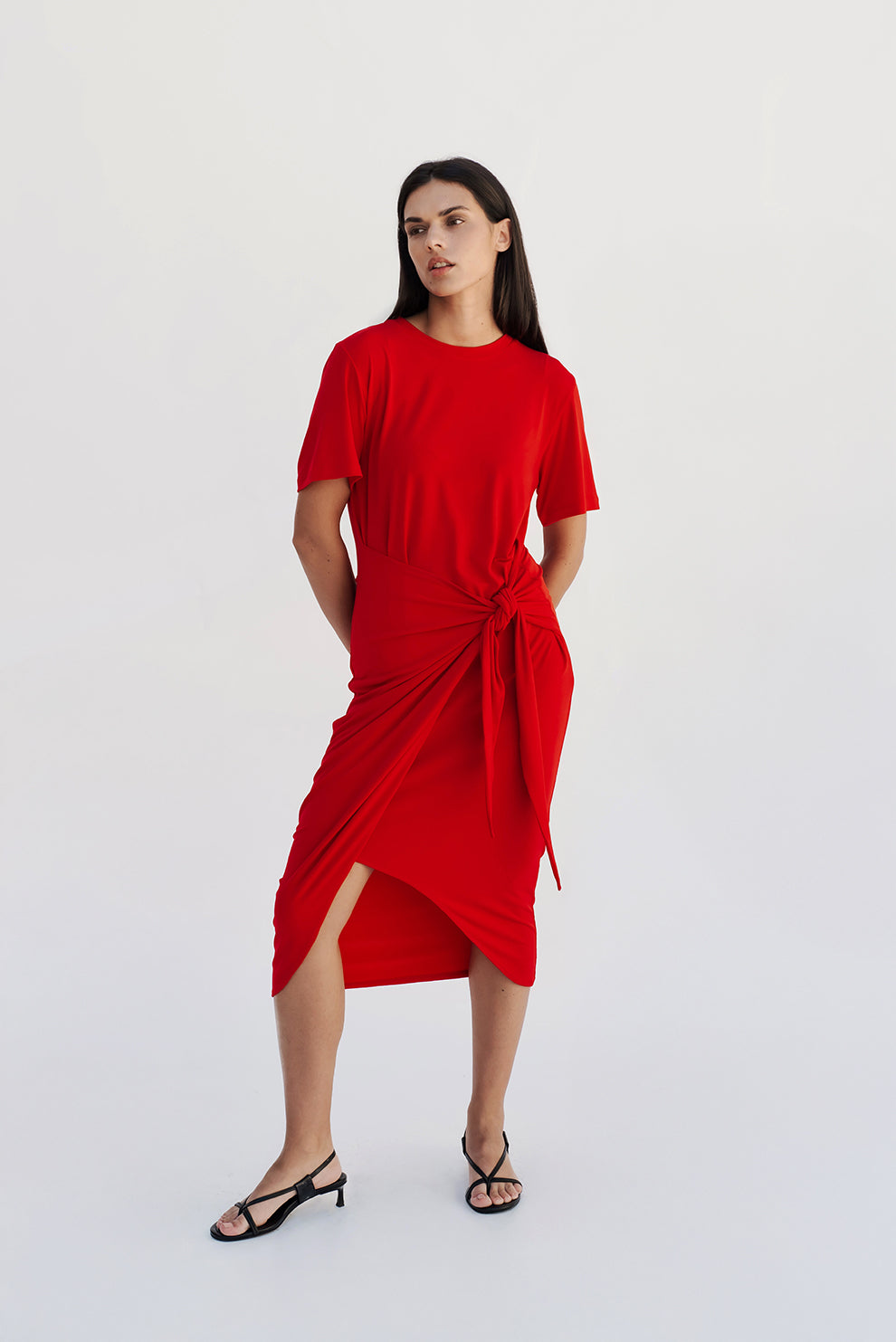 T-shirt knot dress/Red