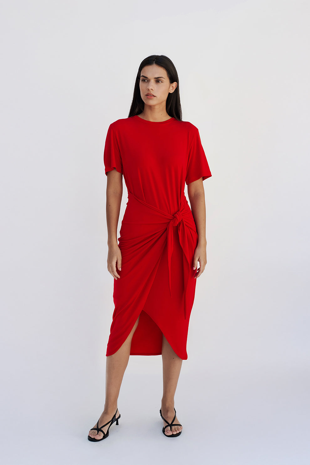 T-shirt knot dress/Red
