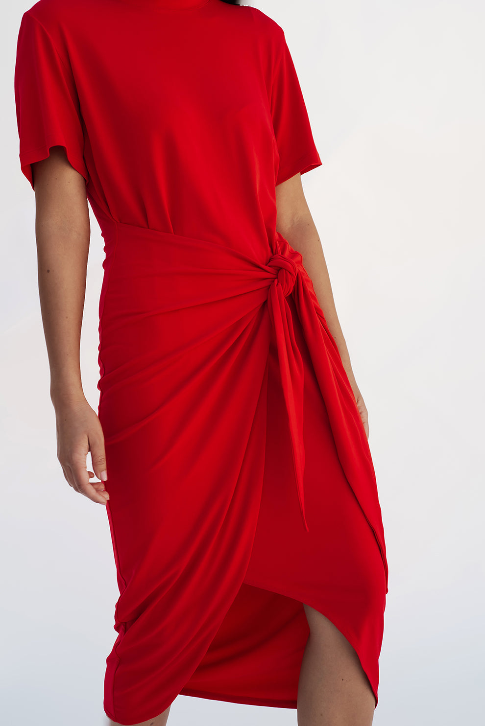 T-shirt knot dress/Red