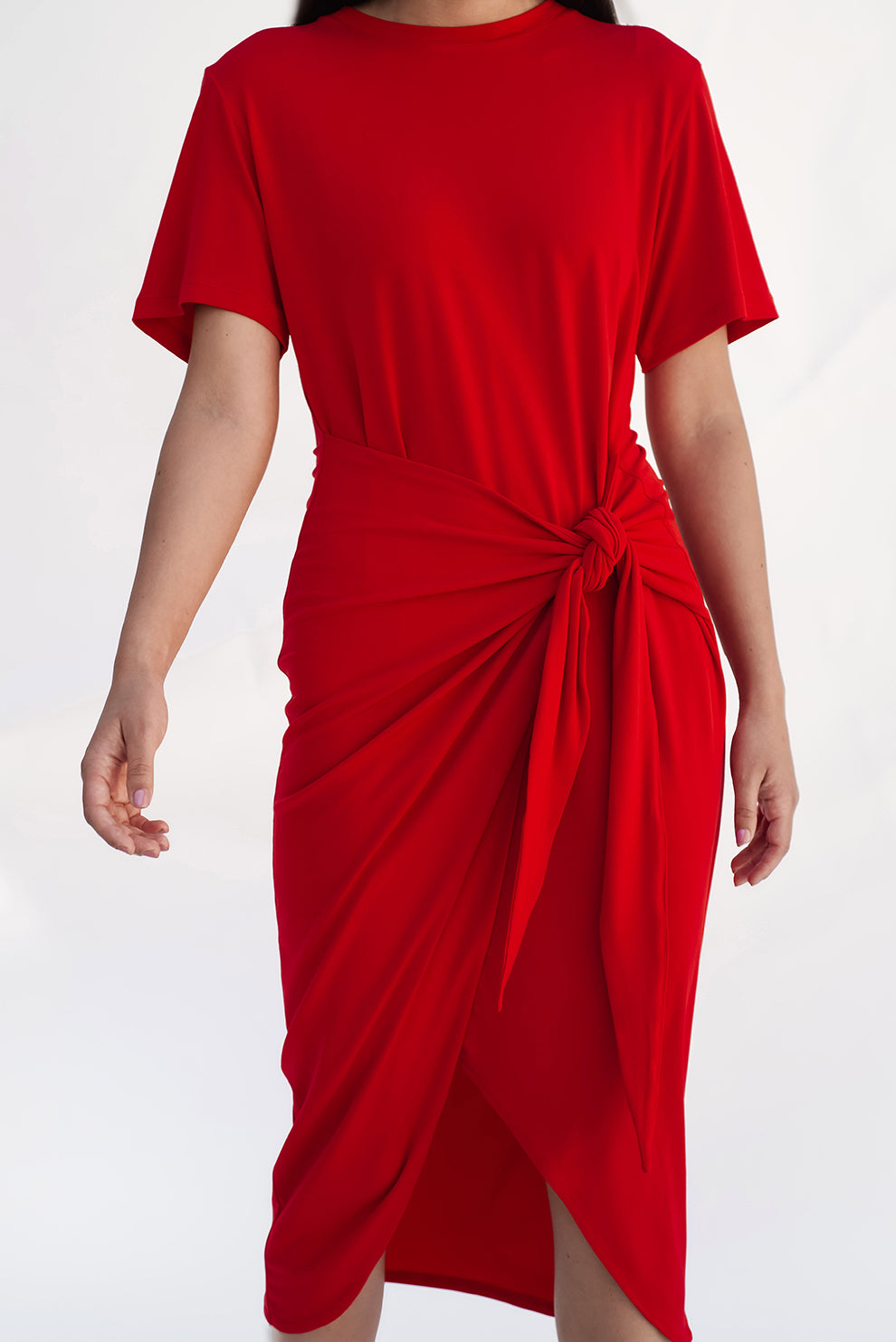T-shirt knot dress/Red