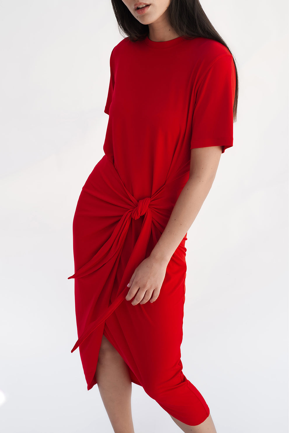 T-shirt knot dress/Red