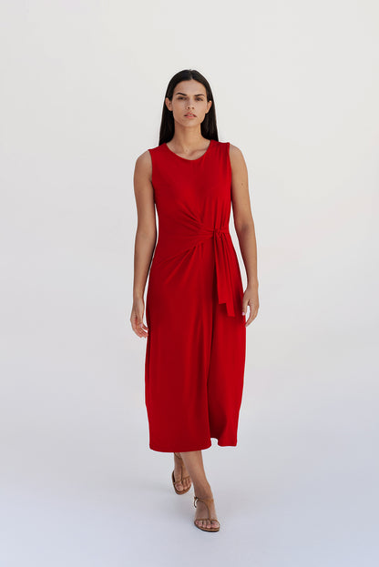 A-line midi dress/Red