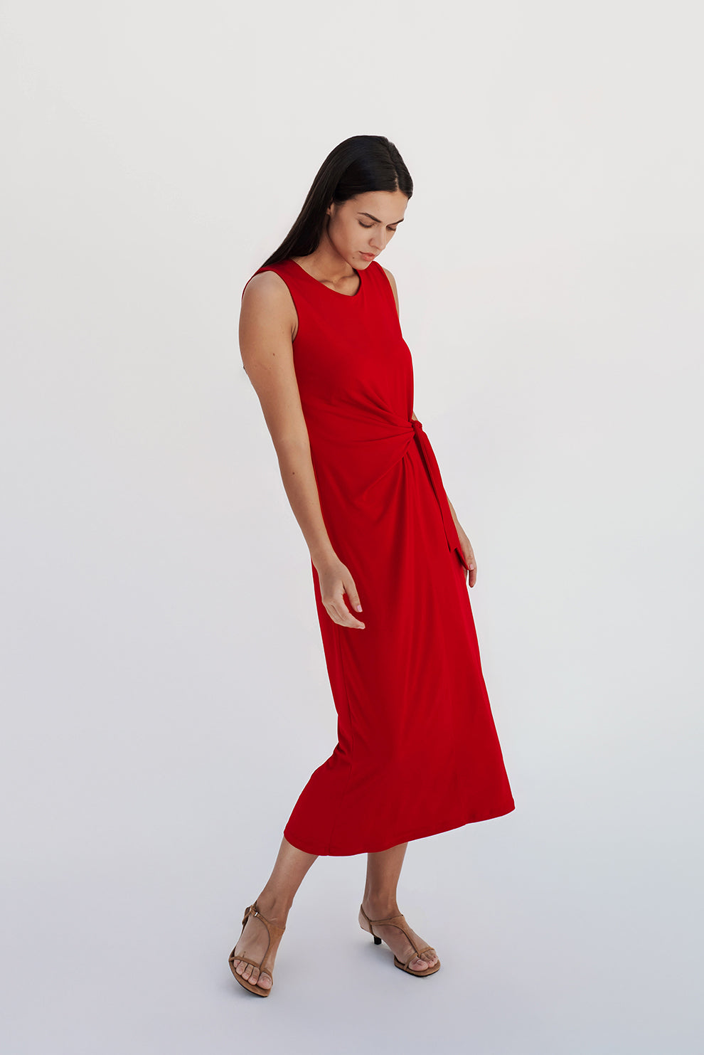 A-line midi dress/Red