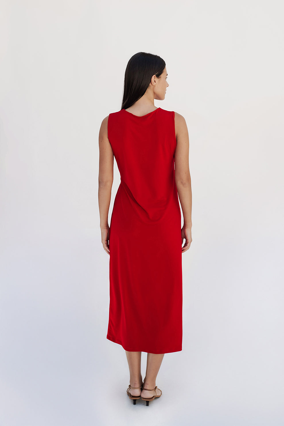 A-line midi dress/Red