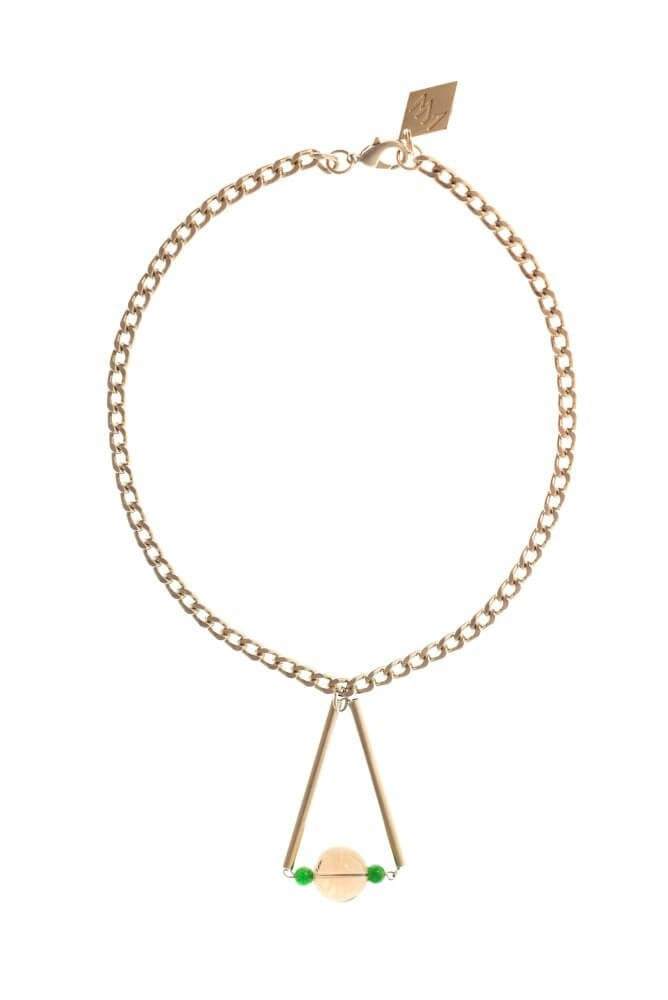 Smokey quartz: Hand-cut, hand polished and galvanized brass, smokey quartz, jade and galvanized metal components.