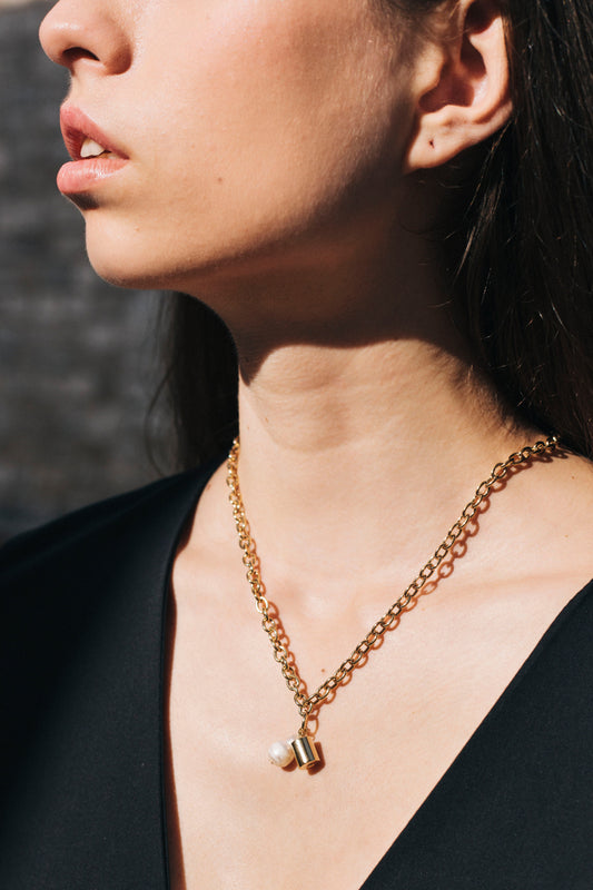 Bullet Necklace in Gold by the sustainable designer brand Little Wonder