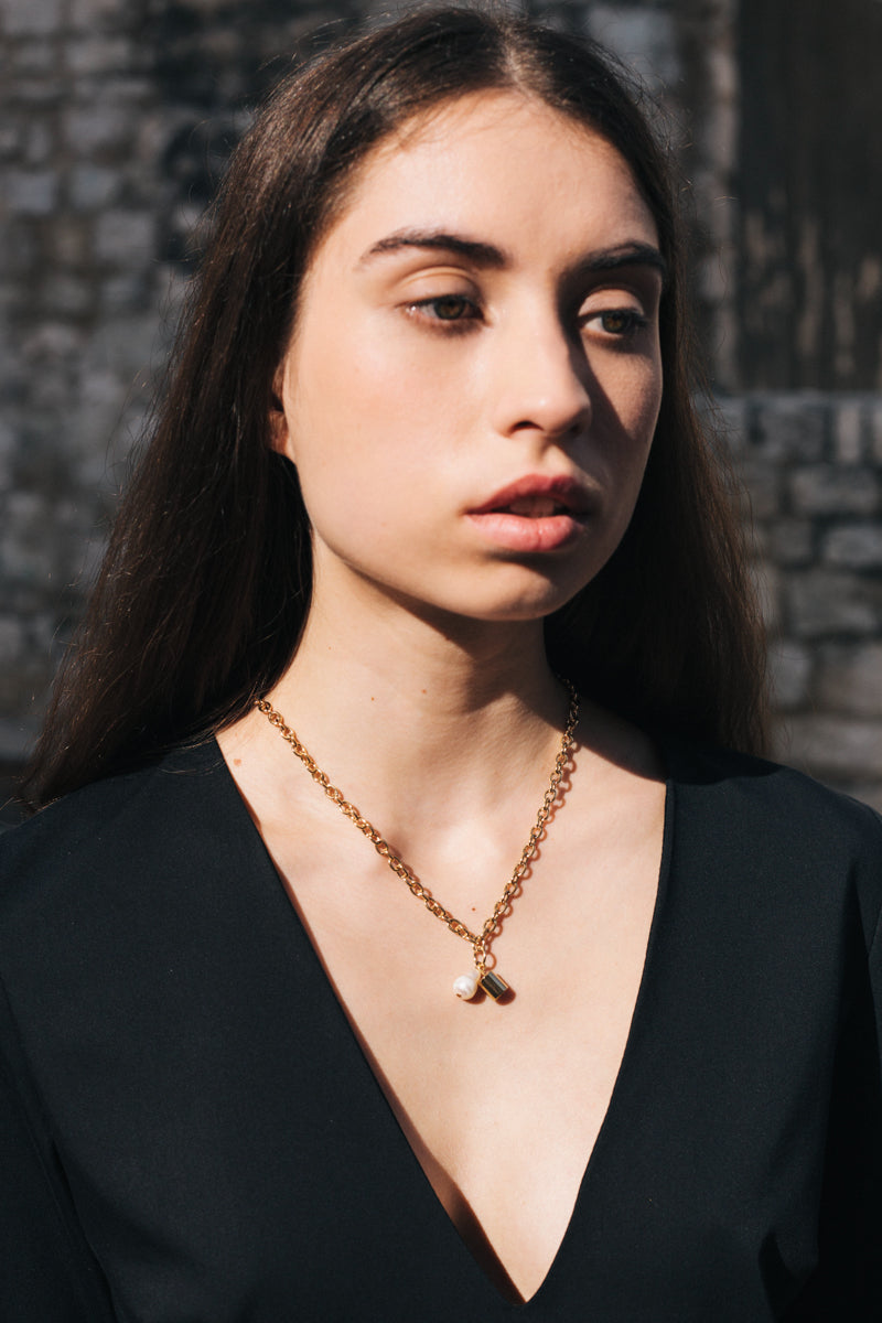 Bullet Necklace in Gold by the sustainable designer brand Little Wonder