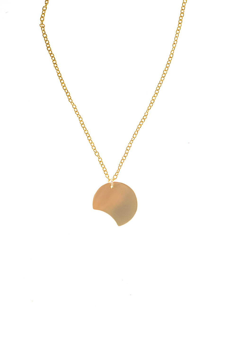 Long necklace made of hand cut and 24K gold-plated brass and chain.