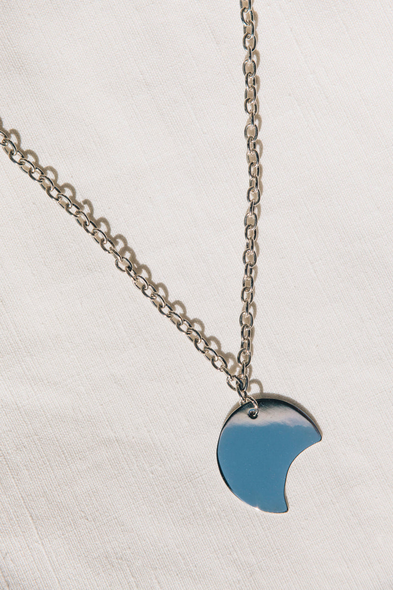 Interrupted circle necklace in Silver by sustainable designer brand Little Wonder