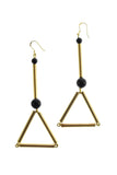 Gold - Libra earrings are made of hand-cut and galvanized brass, onyx and gold plated silver.