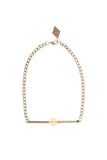 Silver edition smokey quartz: made of hand-cut and galvanized brass, smokey quartz, jade and galvanized metal components.