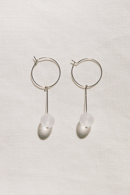 Quartz Drop Earrings in Silver by sustainable designer brand Little Wonder