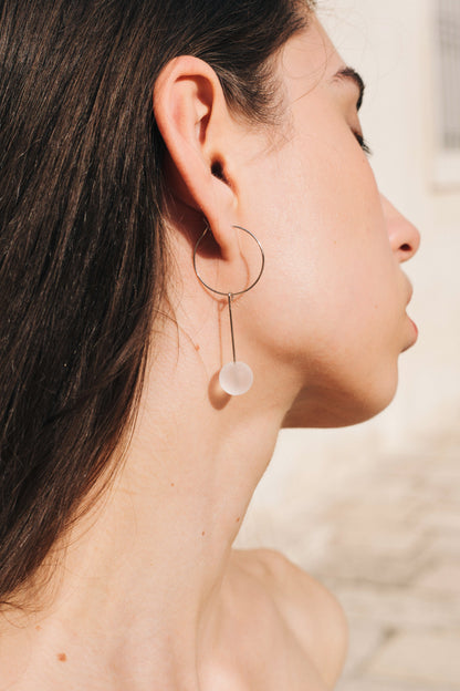 Quartz Drop Earrings in Silver by sustainable designer brand Little Wonder