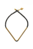 Triangle necklace made of finest gray leather and hand-cut, hand-polished and galvanized brass.