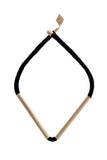 Triangle necklace made of the finest leather, hand-cut, hand polished and galvanized brass. Gold edition.