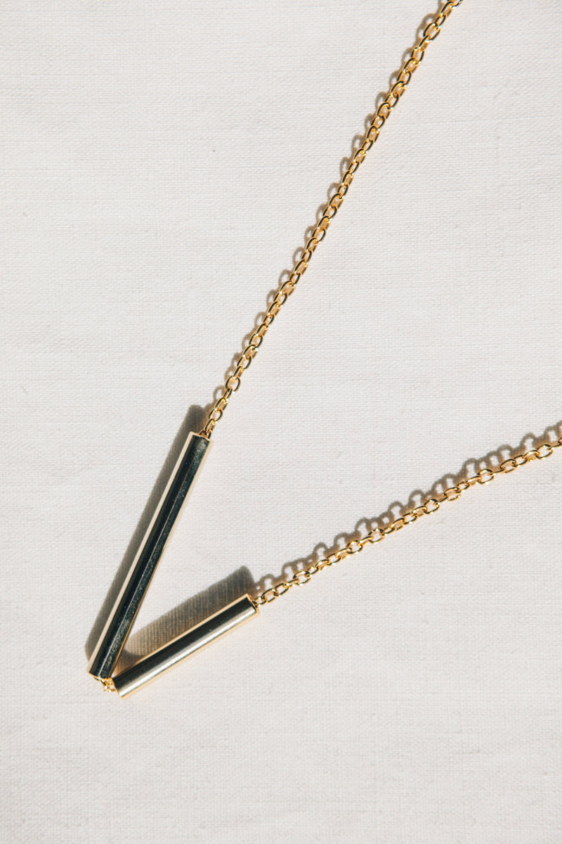 Tubes Necklace Gold by sustainable designer brand Little Wonder