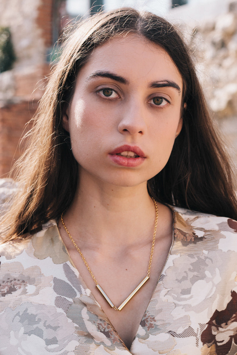 Tubes Necklace Gold by sustainable designer brand Little Wonder