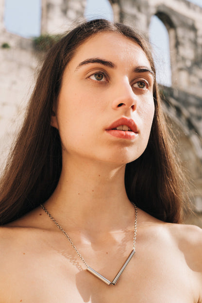 Tubes Necklace in Silver by sustainable designer brand Little Wonder