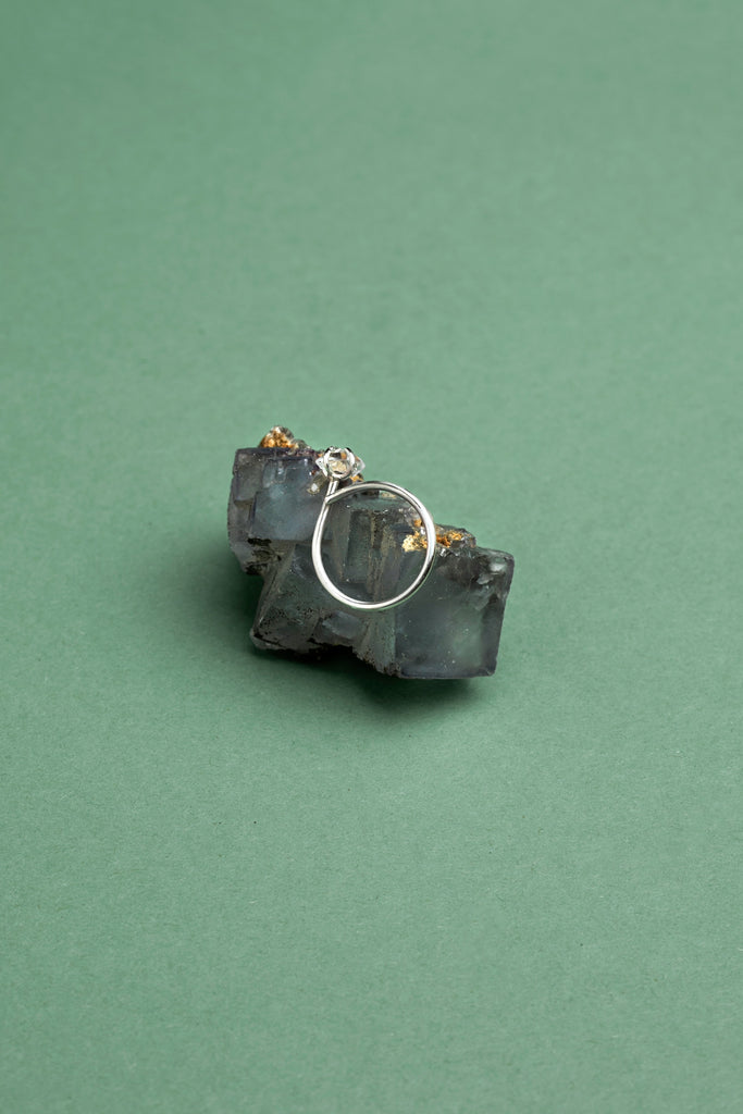 Herkimer diamond Rosebud ring
