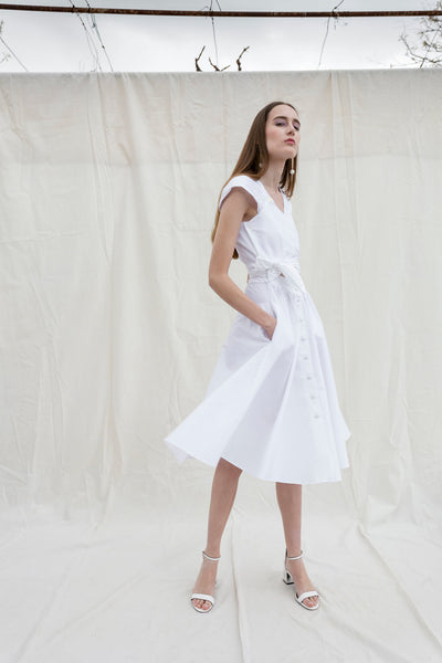 Paloma dress in white poplin by Chicks on Chic